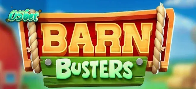 Cena animada e colorida do jogo de slot Barn Busters com ovelhas e um celeiro